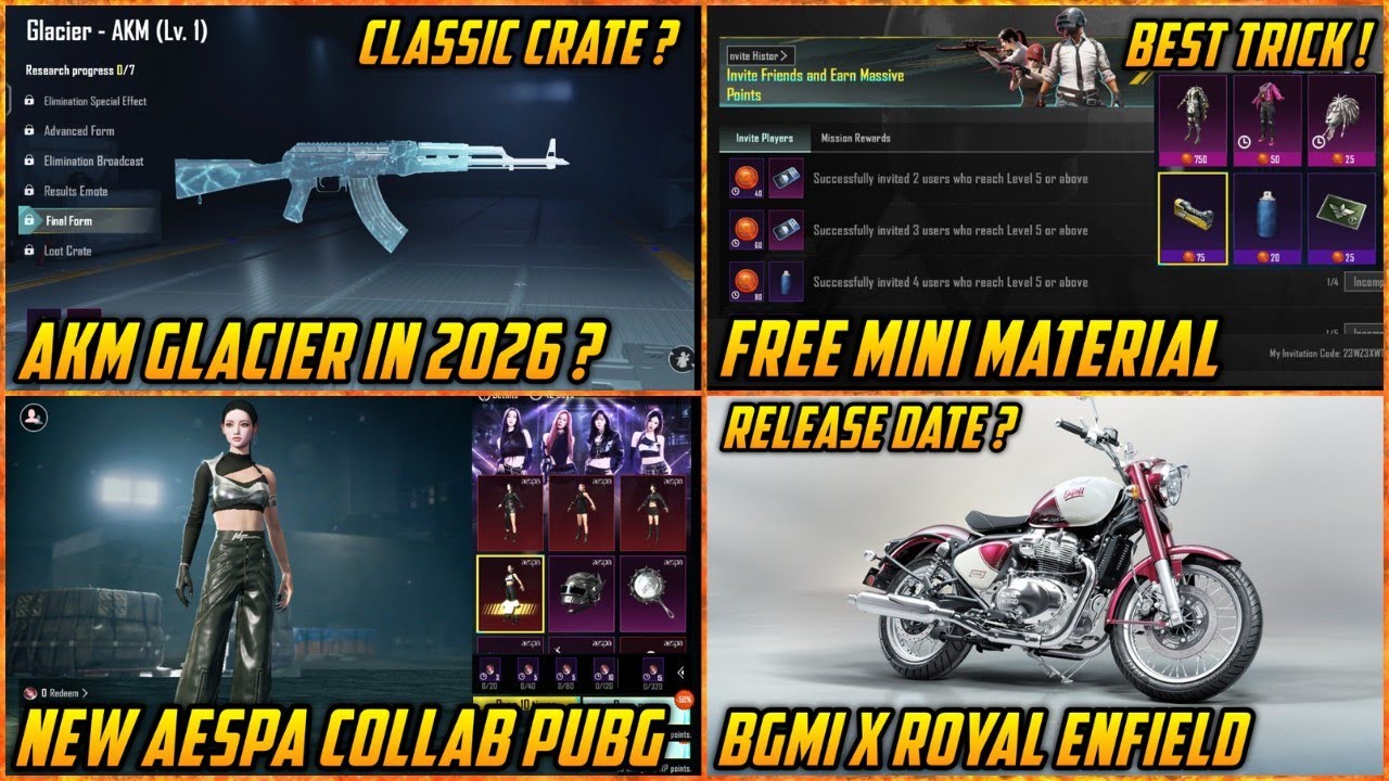 🔴 Get Mini Material Free in BGMI New Invitation Event | AKM Glacier in 2026 | Pubg New Collab Crate