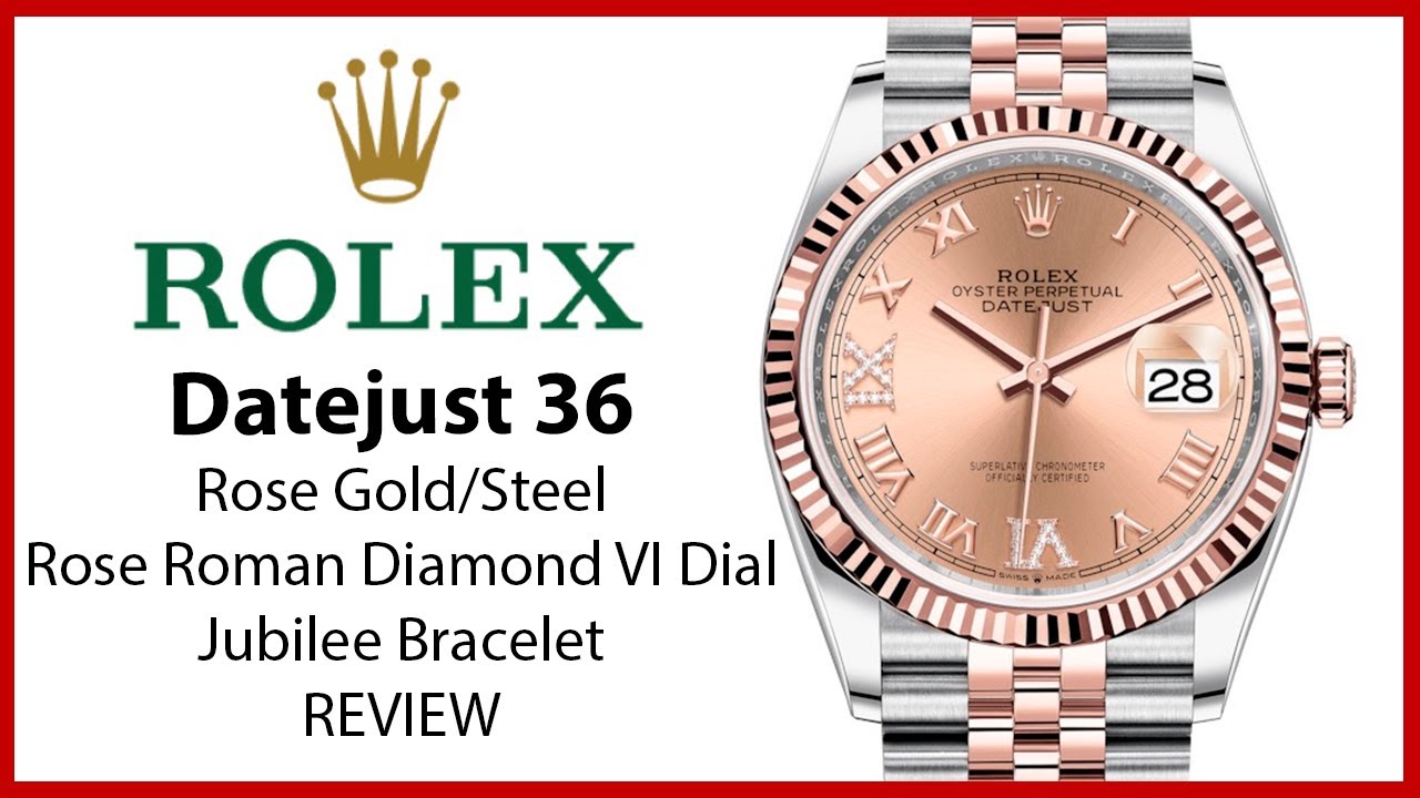 ▶Rolex Datejust 36 Rose Gold/Steel Rose Roman Diamond VI Dial & Jubilee Bracelet - REVIEW 126231