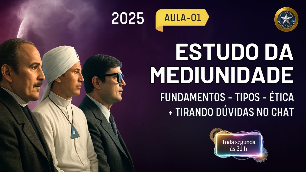 AULA-1 | CURSO COMPLETO | ESTUDO DA MEDIUNIDADE 2025: FUNDAMENTOS, TIPOS, &Eacute;TICA  + TIRANDO D&Uacute;VIDAS