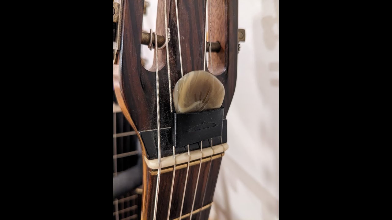 The Pick Stache - headstock mounted pick holder for extra thick gypsy jazz picks!