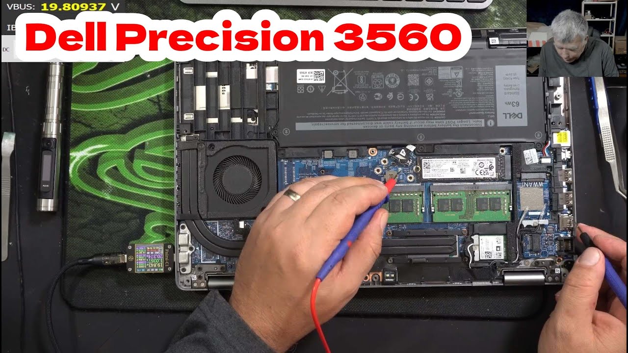 Dell Precision 3560 заряжается, но не включается, ремонт платы, сложная неисправность!