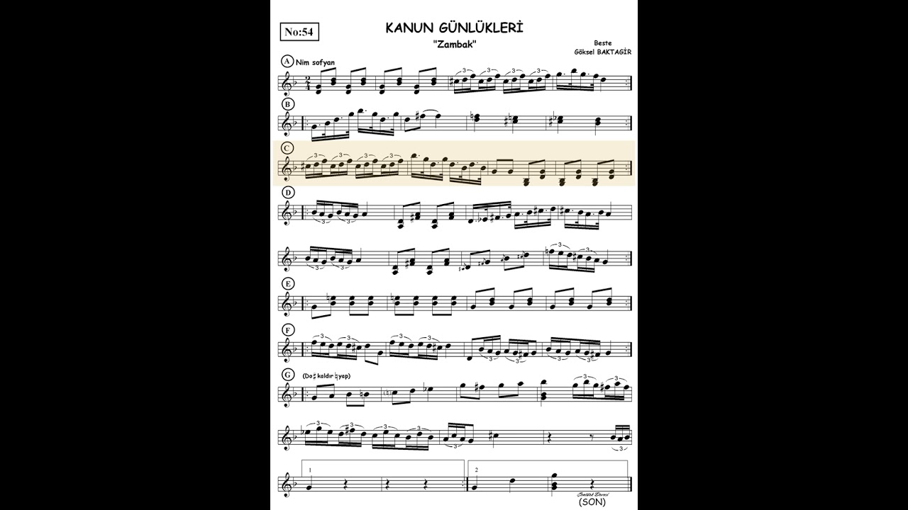 Göksel Baktagir Kanun Etüdleri  Kitabımızdan ( ZAMBAK )