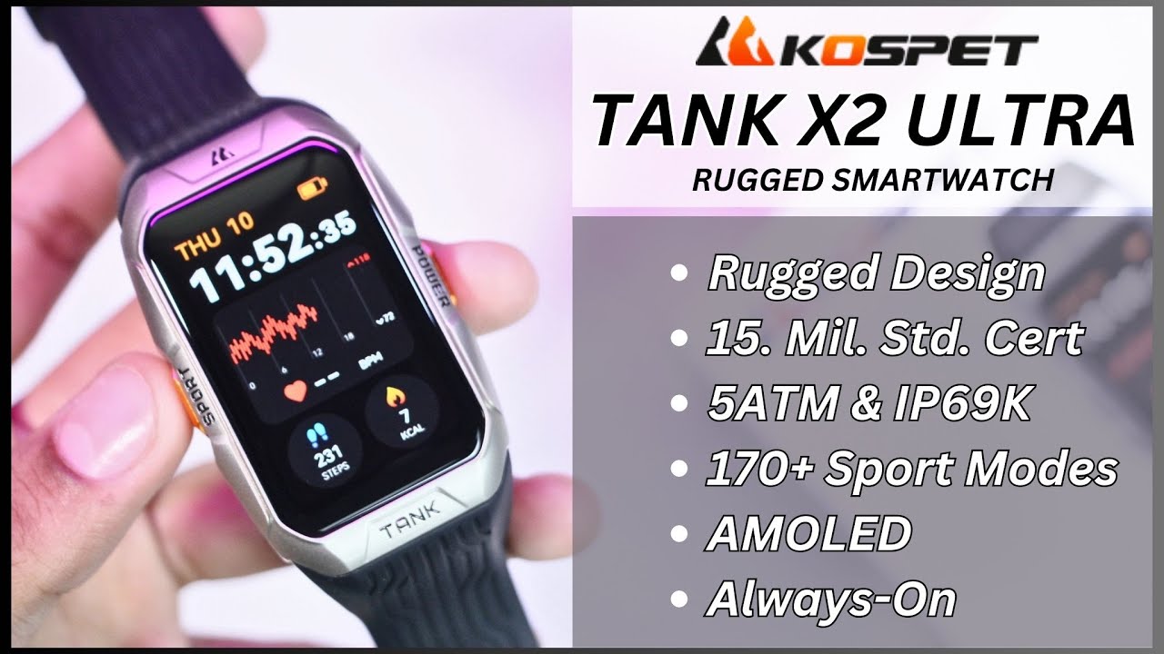 Обзор KOSPET TANK X2 ULTRA — прочный смарт-браслет для повседневного использования на открытом во...