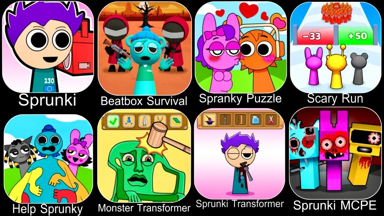 SprankySurvival,Beat Duet,Scary Run,Spranky Transformer,Sprunky Run,Spranky Role SwapPuzzle,Gameplay