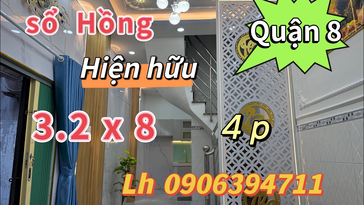 Quận 8 👉sổ Hồng riêng 💥DT 3.2 x 8 một trệt 2 Lầu 4 p3 wc nhà 2 mặt góc nha mới vô ở liền 💥0906394711
