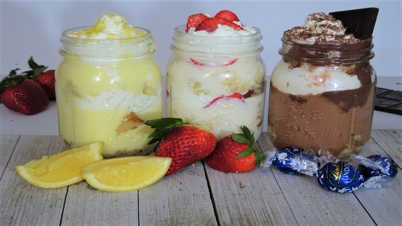 3 Simple Glass Jar Desserts Recipes | Lemon Parfait/Lindor Trifle/Stawberry Shortcake