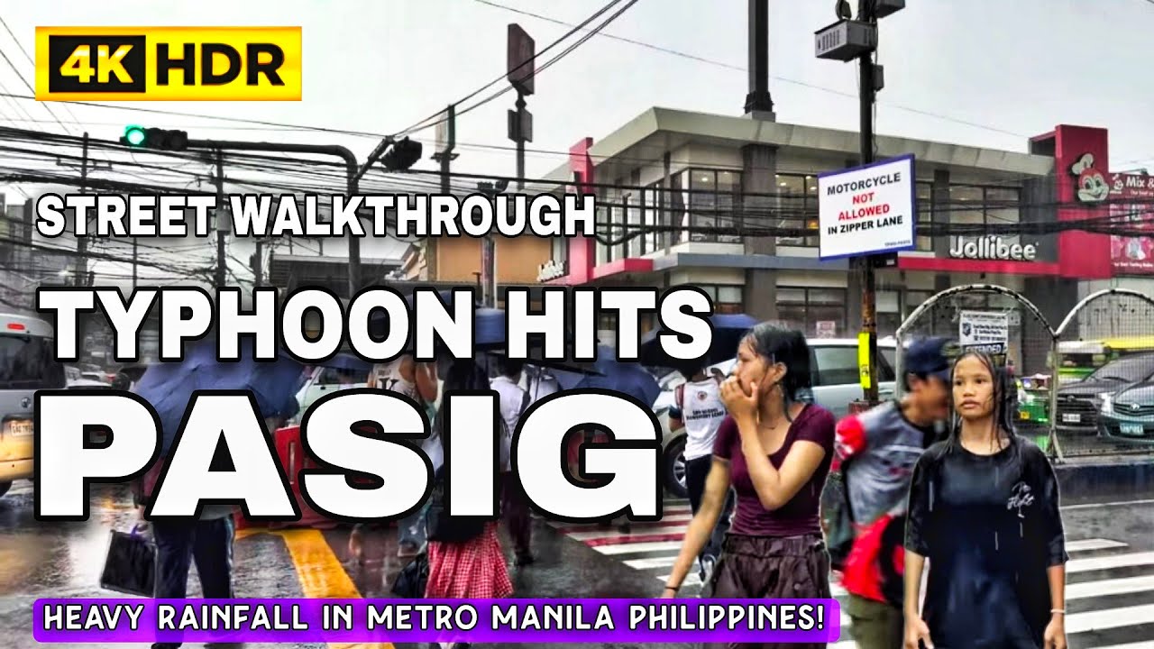 EXTREME TYPHOON Rain Walk In Pasig City, Philippines 🇵🇭 | Real Flooded Streets In Stunning 4K HDR