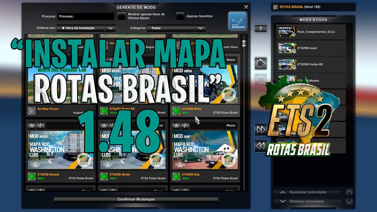 ✅ (ETS2) -1.48 - CRIANDO PERFIL COM MAPA ROTAS BRASIL (TUTORIAL) ✅