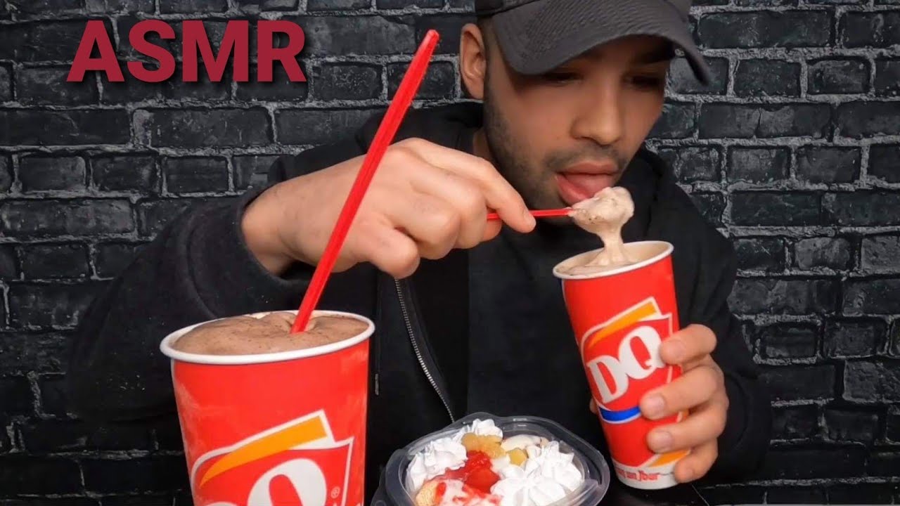 (ASMR) DQ BLIZZARDS + BANANA SPLIT