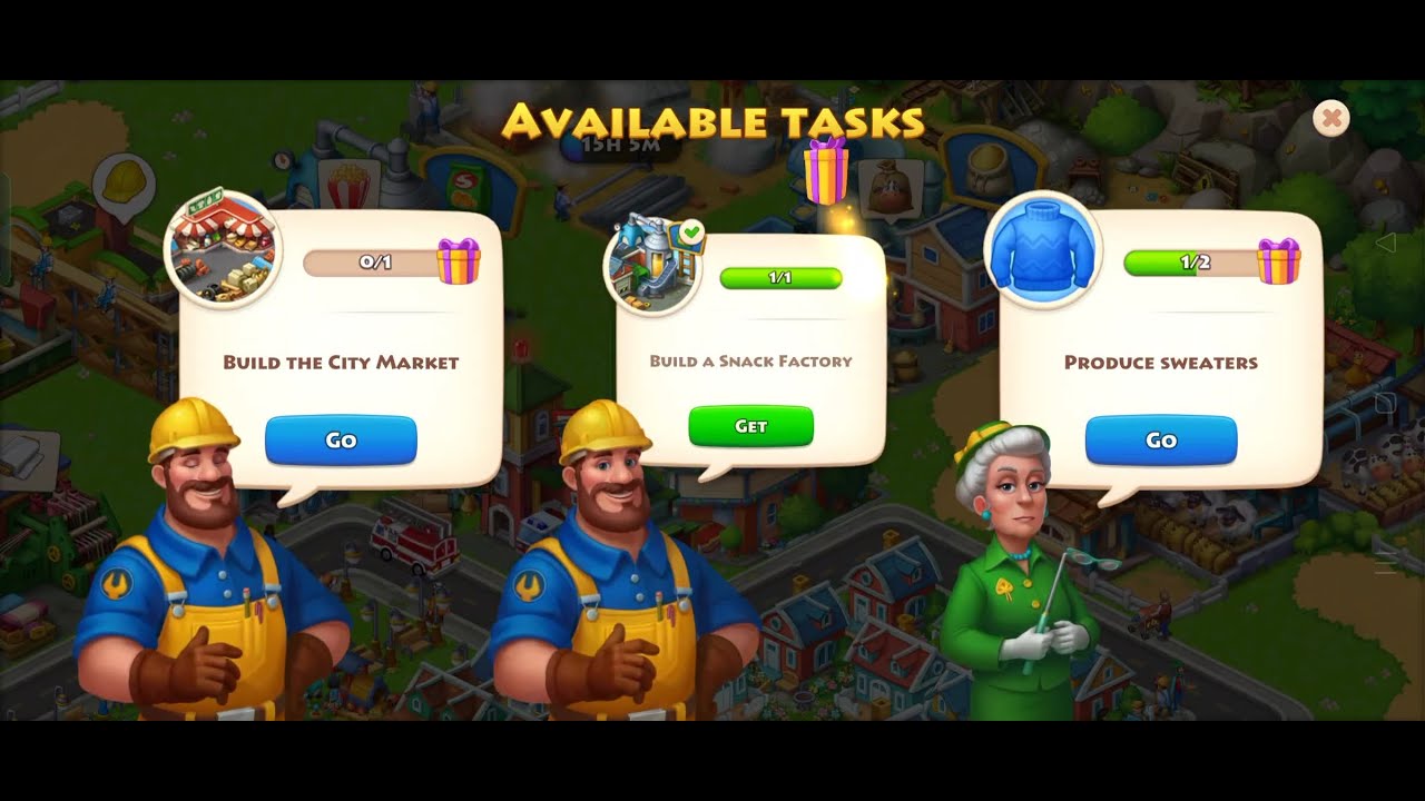 Completing tasks||Township level-15 # 3||Mission Township