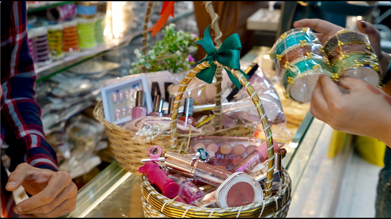 Making Eid Gift Basket from Local Market | Embroidered Schiffli Suits at 30% off |  Makeup Shopping