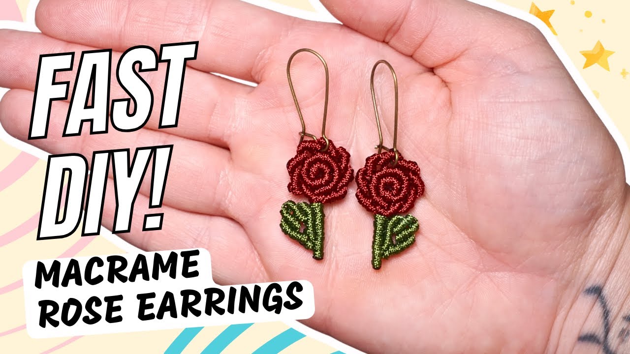 DIY Macrame Rose Earrings 🌹 Easy Step-by-Step Tutorial for Beginners!