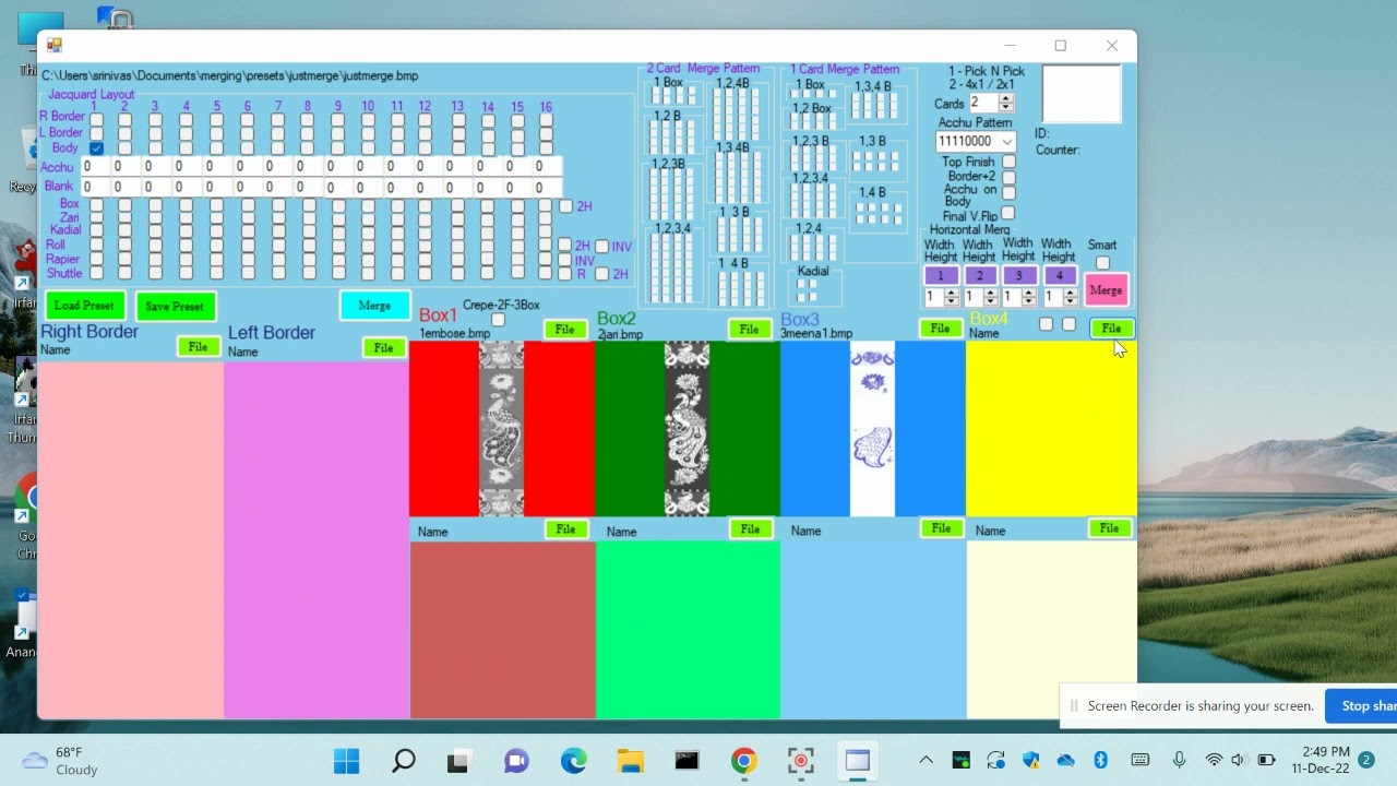 Anandtex Jacquard software installation for merging of BMP images