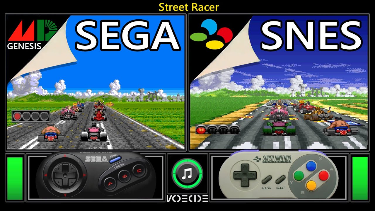 Street Racer (Sega Genesis vs SNES) Real Hardware Comparison