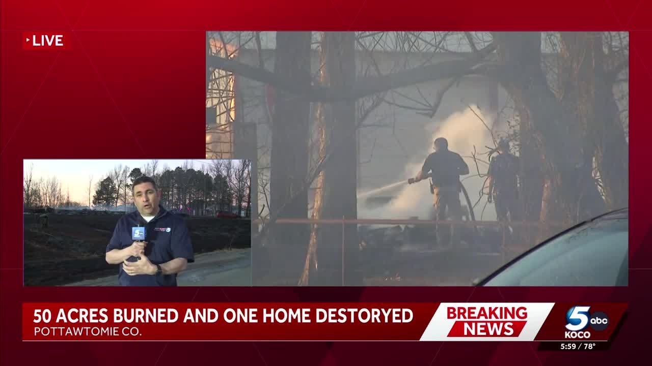 Fire officials say home and barn were burned in Pottawatomie County wildfire