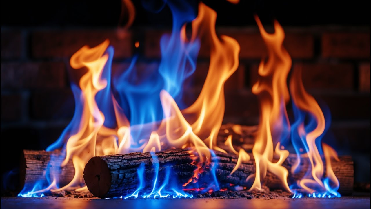Embrace Calm with Blue Fire – Hypnotic Fireplace, Deep Glow, Midnight Serenity