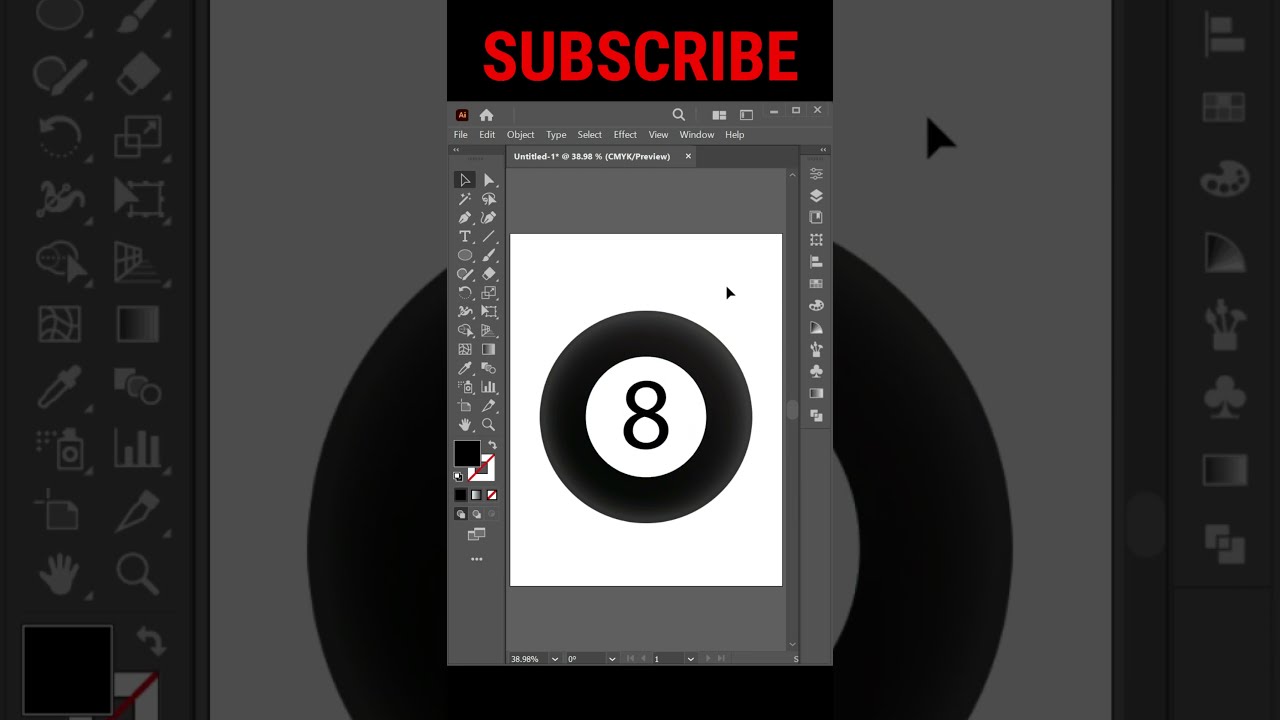 8 Ball Design in Adobe Illustrator | 3D Effects | Abaid Graphic Studio #shorts #shortsfeed