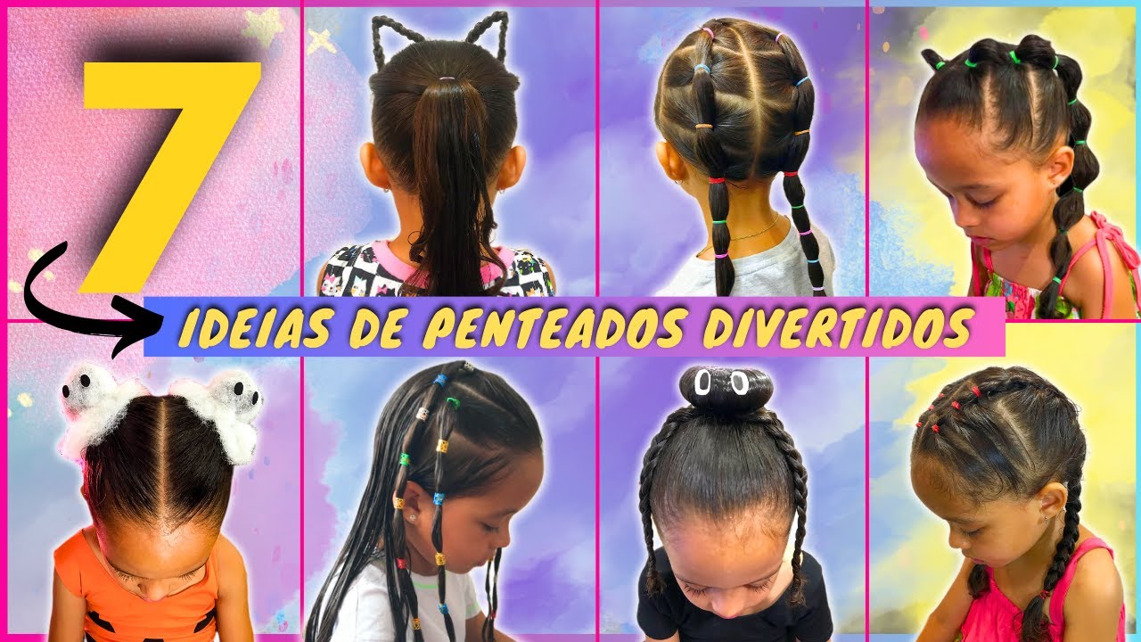 [ 7 PENTEADOS DIVERTIDOS PARA ESCOLA ]  IDEIAS DE PENTEADOS INFANTIS FÁCEIS COM LIGUINHA
