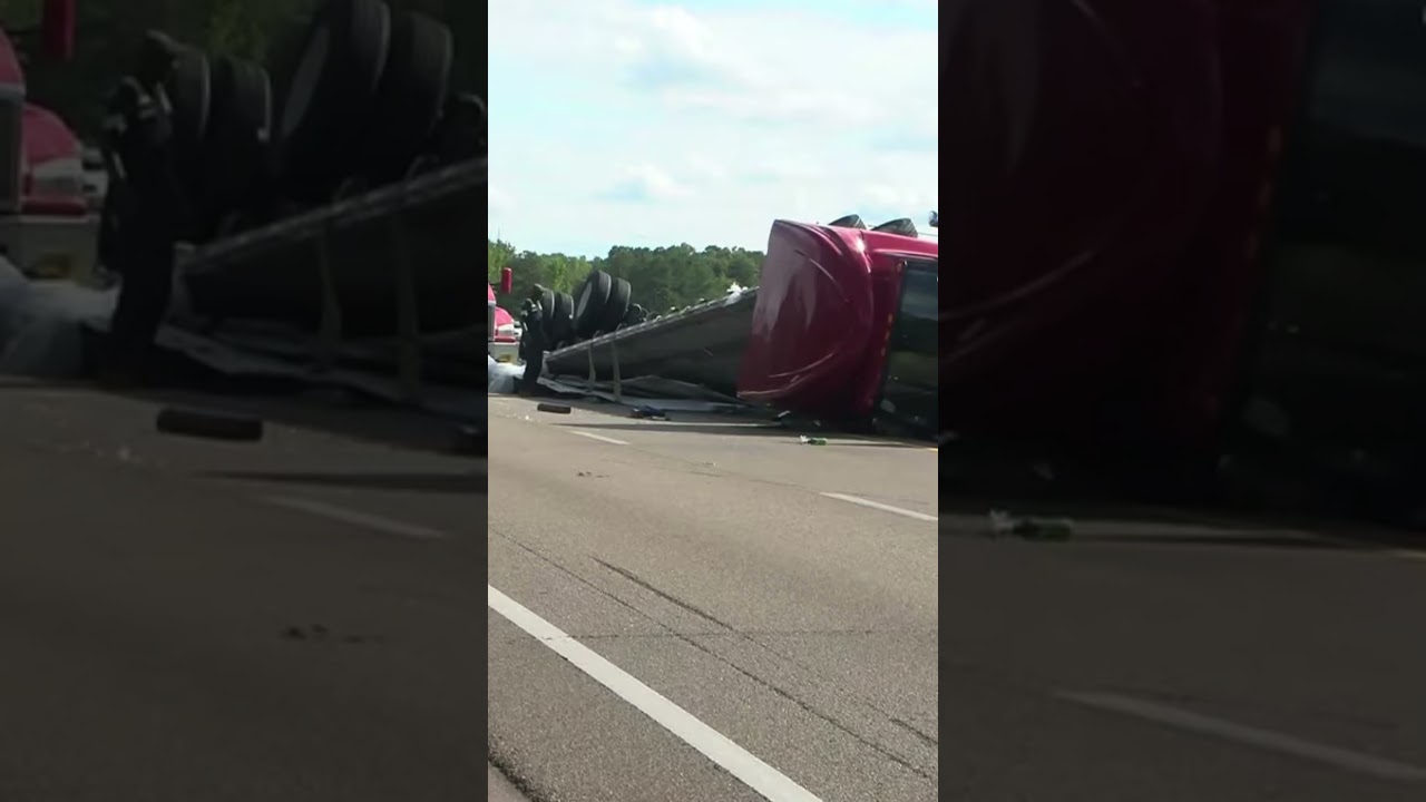 Mall and 18 ￼wheeler accidents, one on top of another car, other one bottom up. #accidentnews #vlog