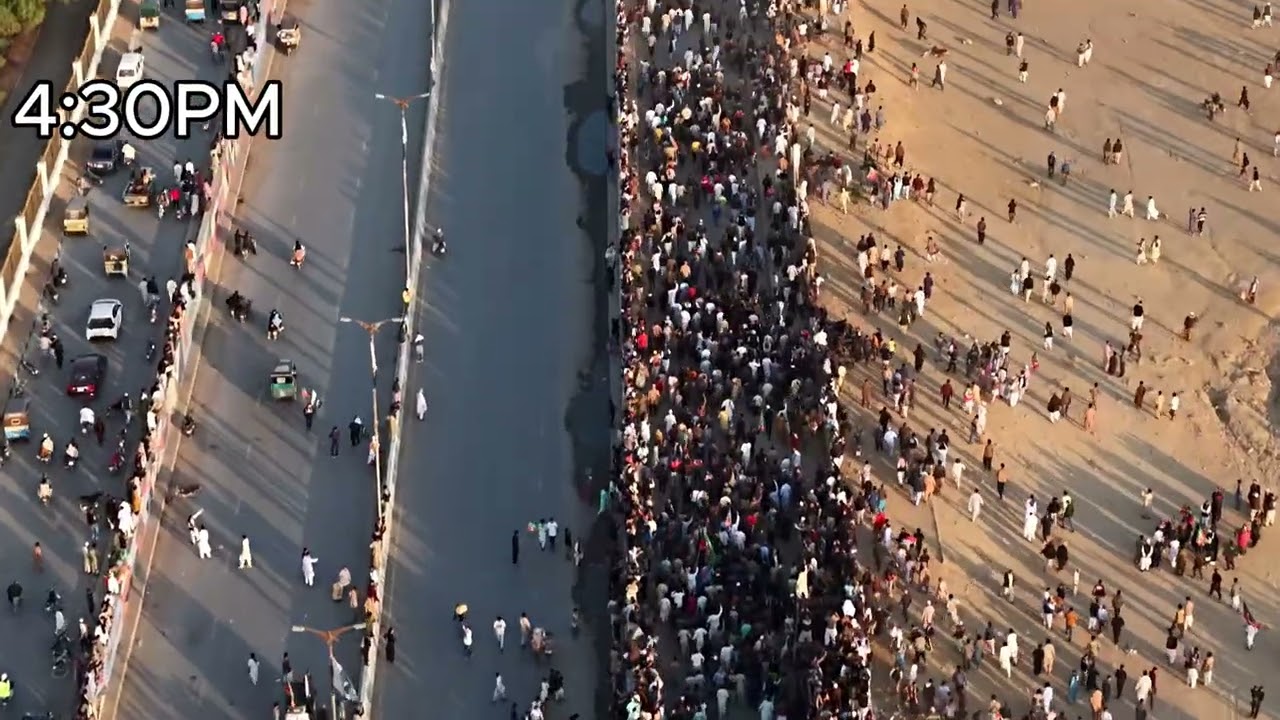 4:30 PM PTI Jalsa update  from Jinnah Ground Karachi - Drone View