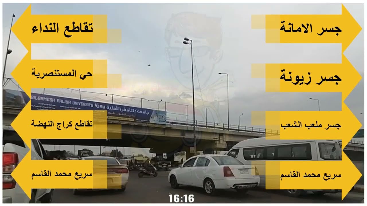 دليل تكسي بغداد الطريق من شارع الكندي الى الكمالية الى شارع فلسطين