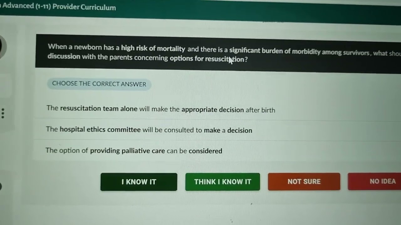 NRP 9th Edition MCQ examination, palliative care ♥️ 
