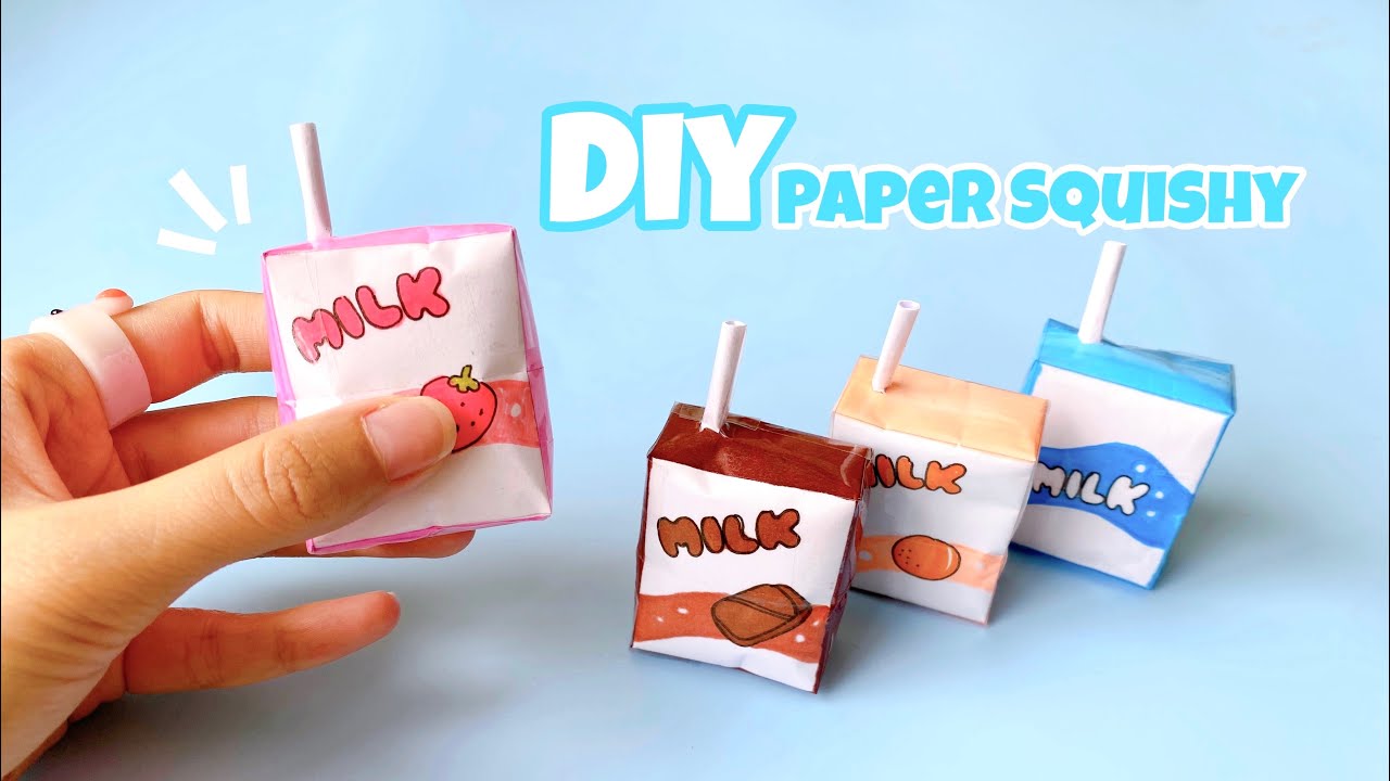 Cách Làm Squishy Hộp Sữa Mini | Squishy 3D Giấy Đơn Giản | DIY Milk Box Squishy | DIY Paper Squishy