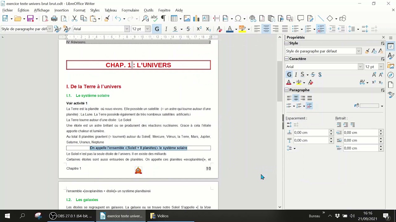 LibreOffice Writer 6/11 Modifier les interlignes, ajouter des puces