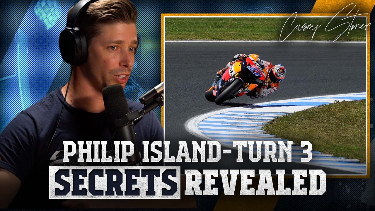 Гонщик MotoGP Кейси Стоунер объясняет свою невероятную технику в третьем повороте на трассе «Gyps...