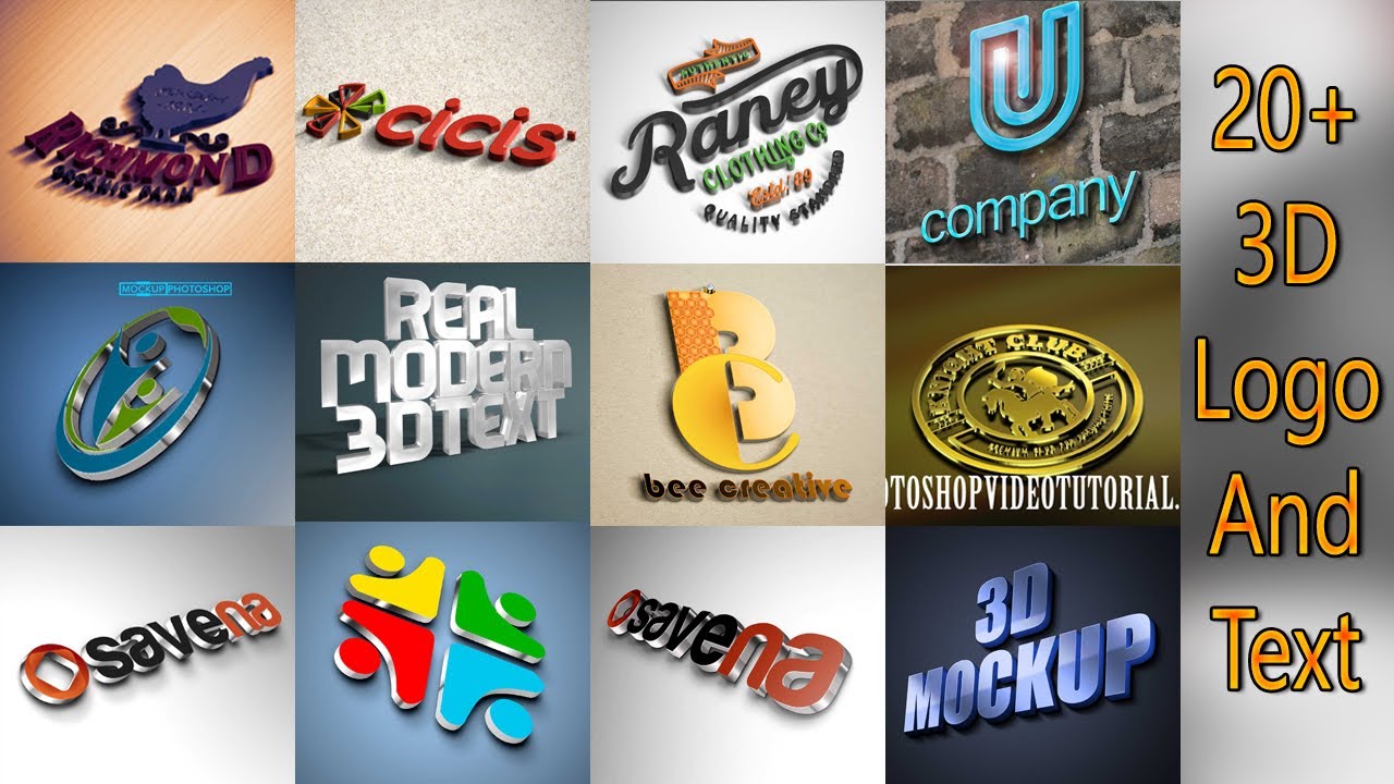 20+3D Logo Bundle Pack And Text-Effect Mock-up