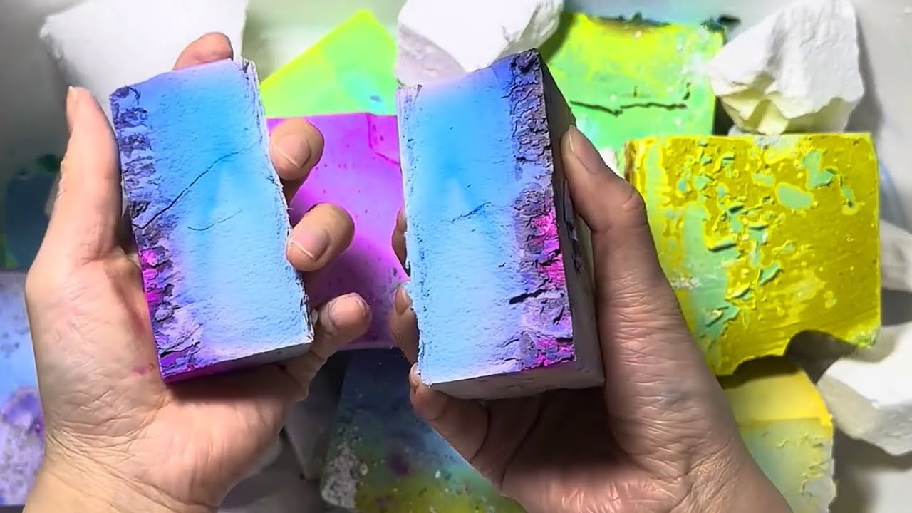SOFT DYED BLOCKS fresh fluffy crispy gym chalk asmr sleep aid oddly satisfying video