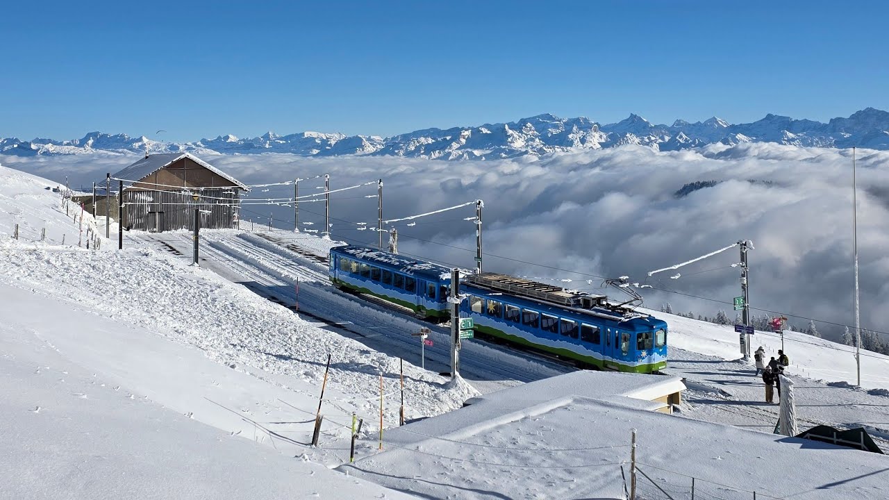 With the Cogwheel Train to Rigi ❄️ Snow, Clouds & a Magical Journey | Zahnradbahn nach Rigi