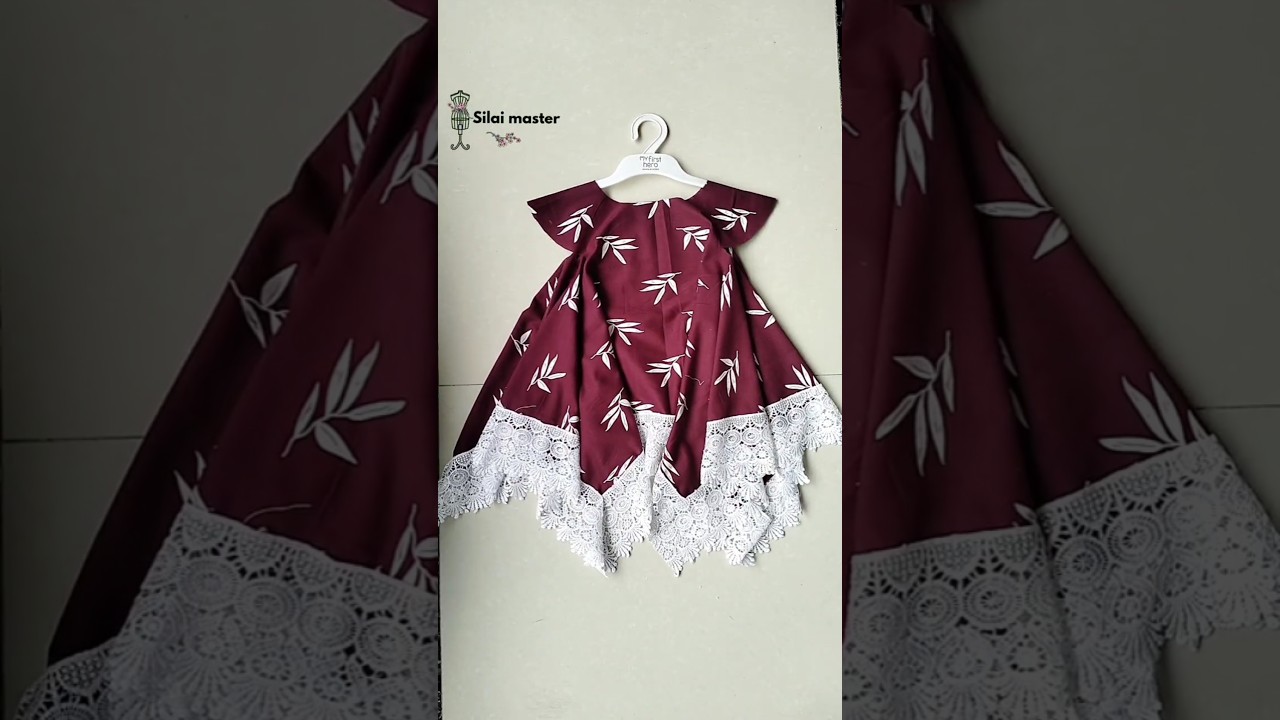 Baby Frock Cutting and Stitching | Stylish Baby Dress Design with Lace Border | Easy Tutorial