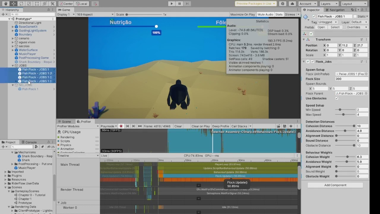 Unity Avan&ccedil;ado   Cardume com Jobs