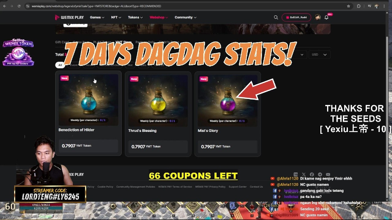 How to buy weekly stats using YMT Token in Legend of Ymir