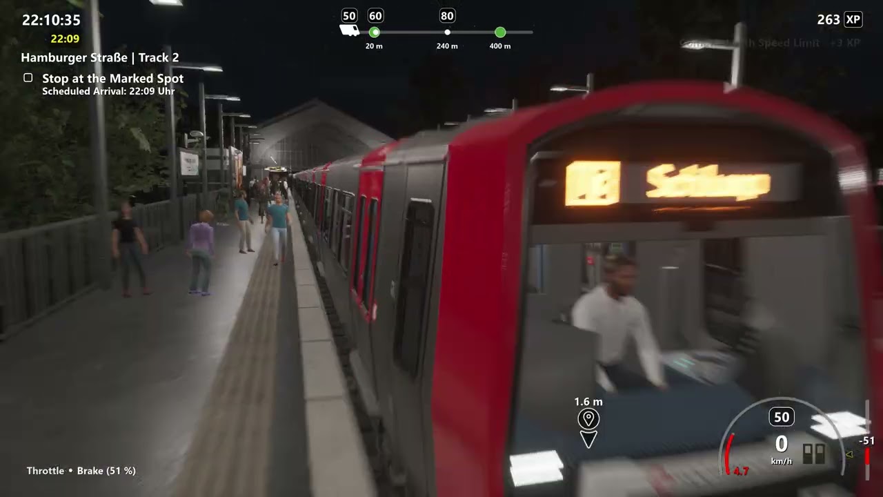 [Quick Play] SubwaySim2 Hamburg: 22:00 Wandsbek-Gartenstadt to Barmbek (Full Circle).