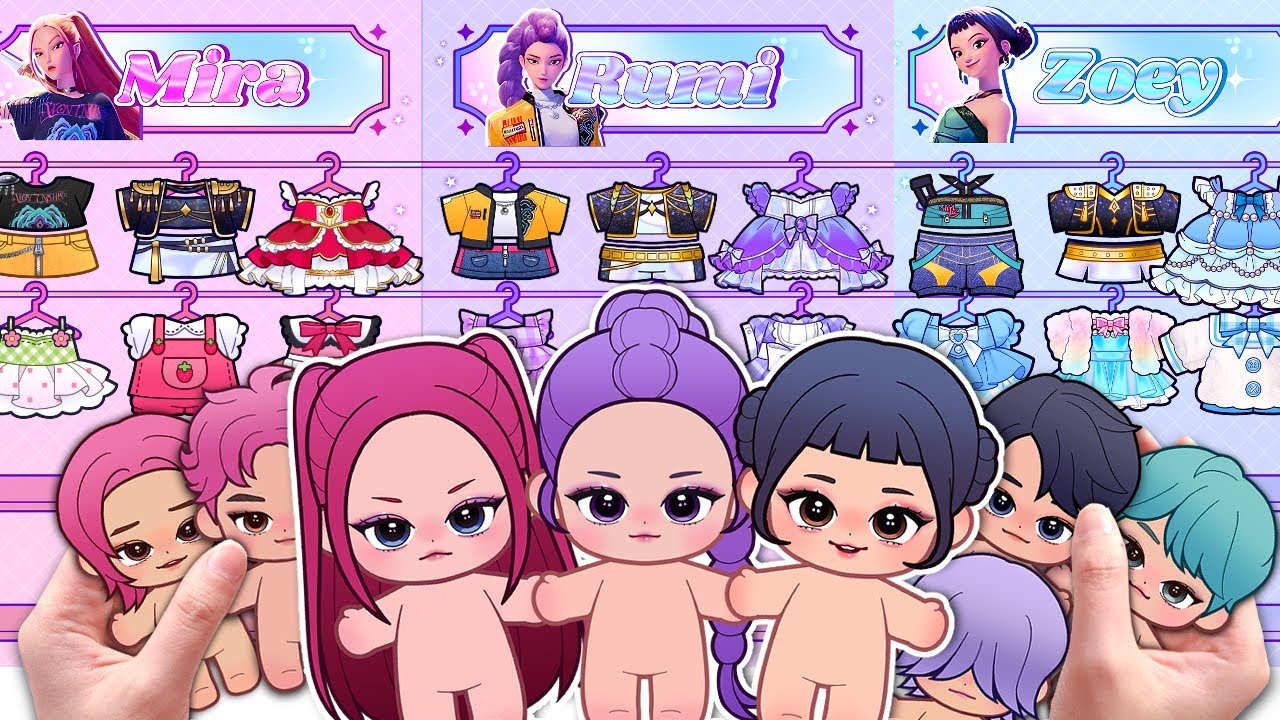 [🌈paper diy🌈] K-Pop Demon Hunters baby Dress-Up Gamebook