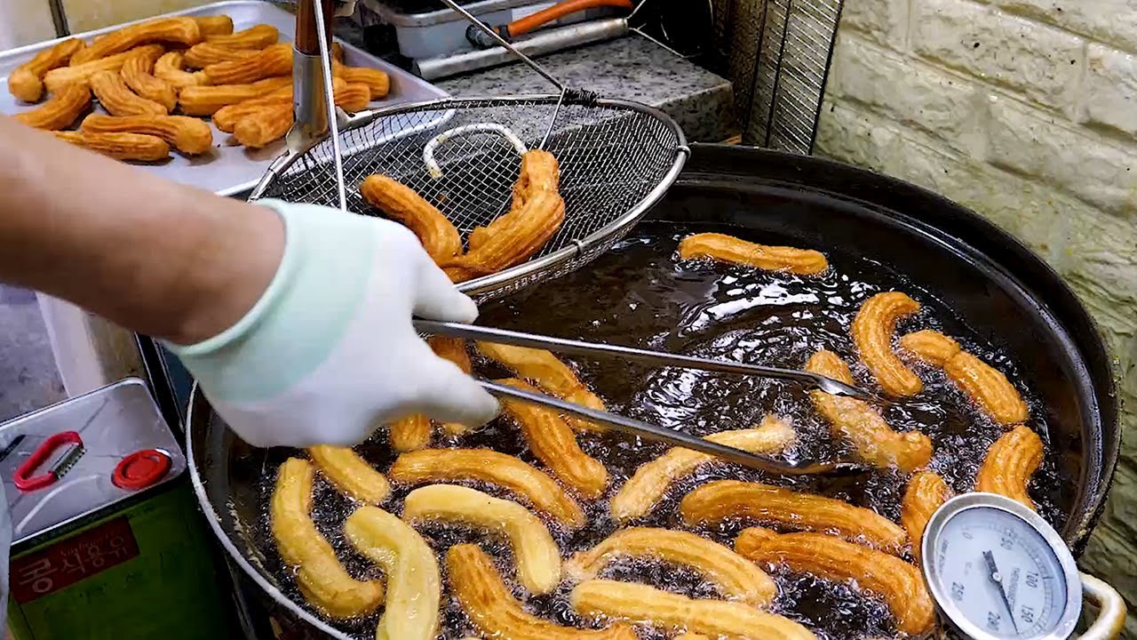 Glutinous Rice Churros in Traditional Markets - Korean Street Food