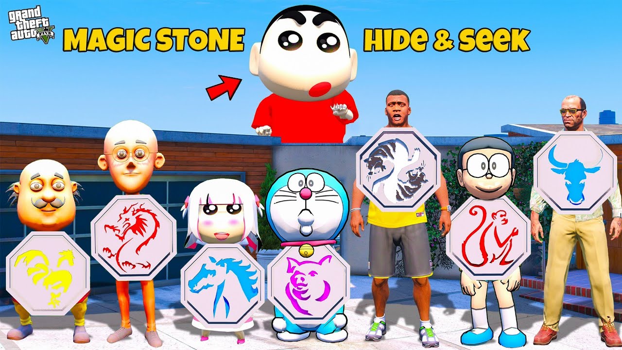 Shinchan & Franklin Playing Jackie Chan Stone Power Hide and Seek in GTA 5