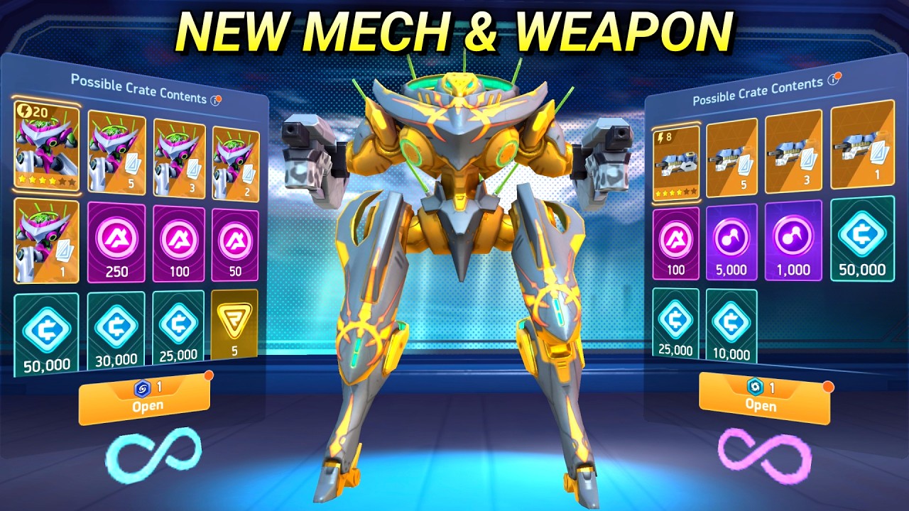Let's Unlock NEW MECH & WEAPON - FORTUNE VAULT - INFINITY CRATE - Mech Arena