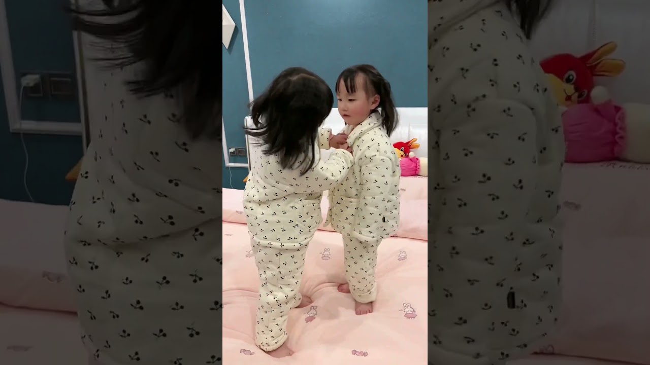 The triplets are on the bedtime assembly line, helping each other out. It's so sweet. 😘 #triplets
