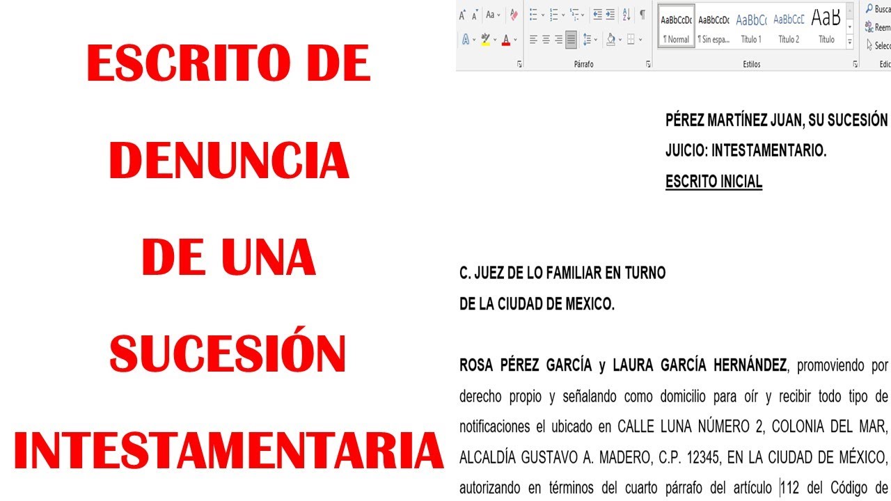 ¿CÓMO REDACTAR UN ESCRITO PARA DENUNCIAR UNA SUCESIÓN INTESTAMENTARIA?