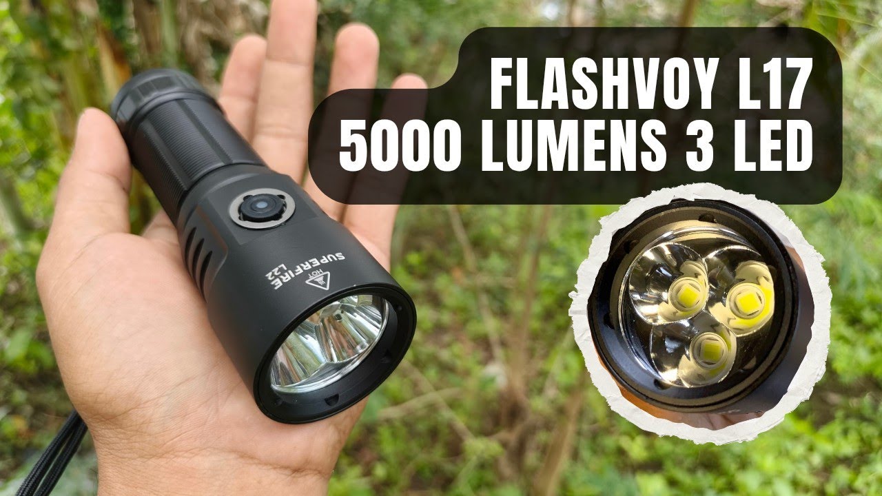 FLASHVOY L17 (L22) SENTER TERANG 5000 Lumens 3 LED #senterkepala #SUPERFIRE #senterpalingterang