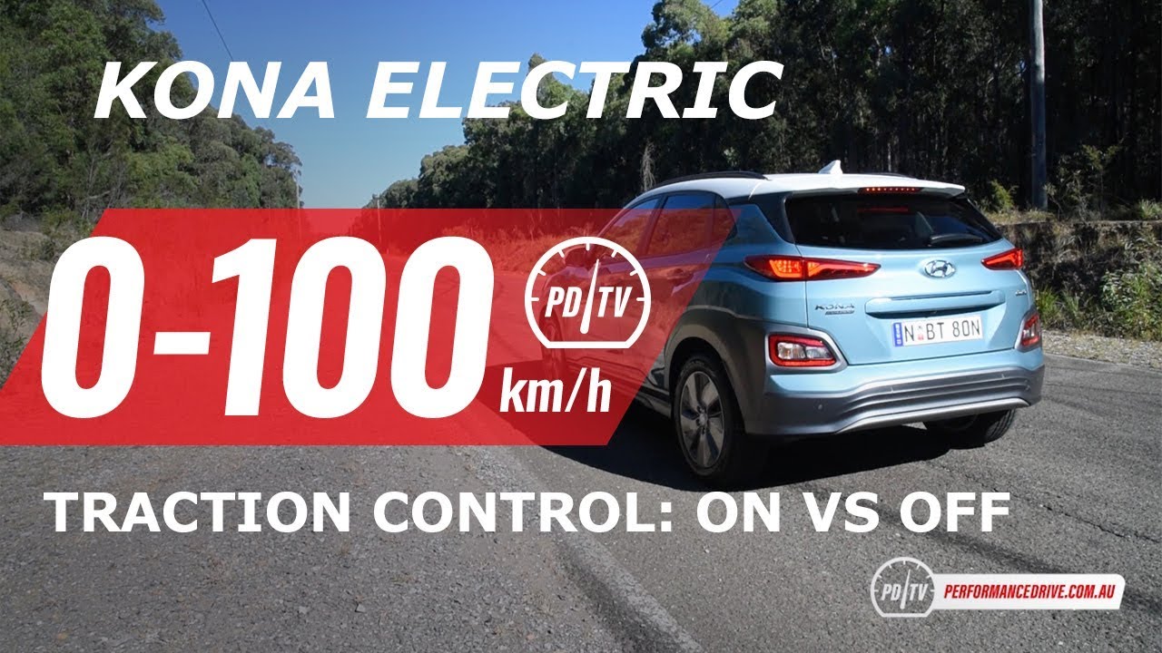 2019 Hyundai Kona Electric 0-100km/h (traction control ON vs OFF)