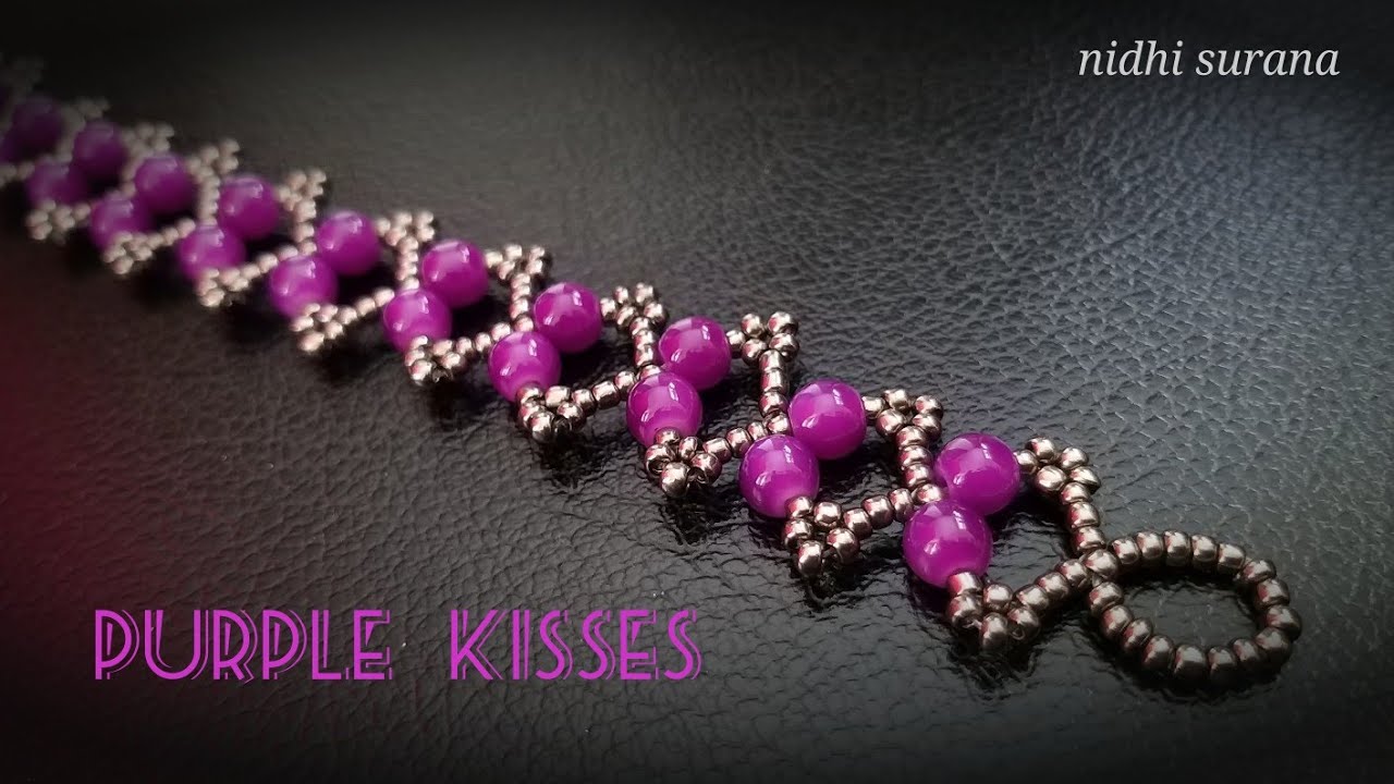 ⚜️ Purple Kisses, Beaded Bracelet || Easy Bracelet pattern/tutorial diy (0439)