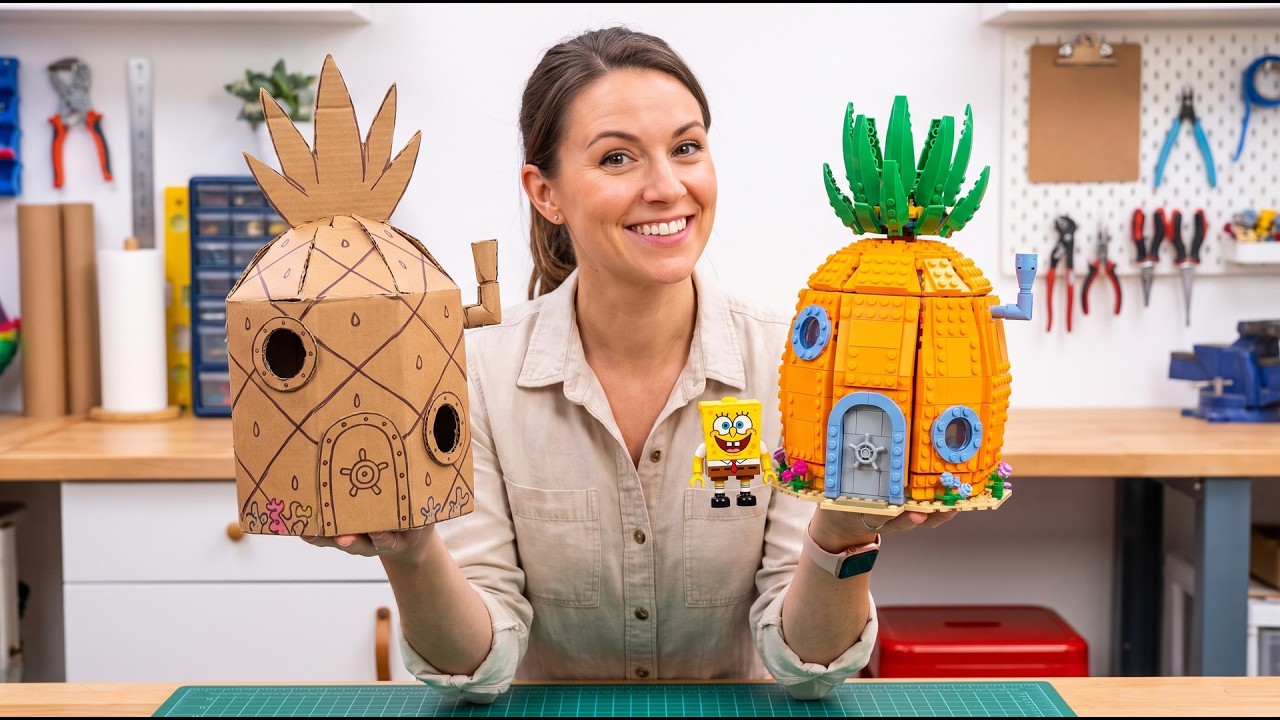 DIY Cardboard House for Paper SpongeBob vs LEGO Kit - Who Did It Best?! *Cool Gadgets & Fun Crafts*