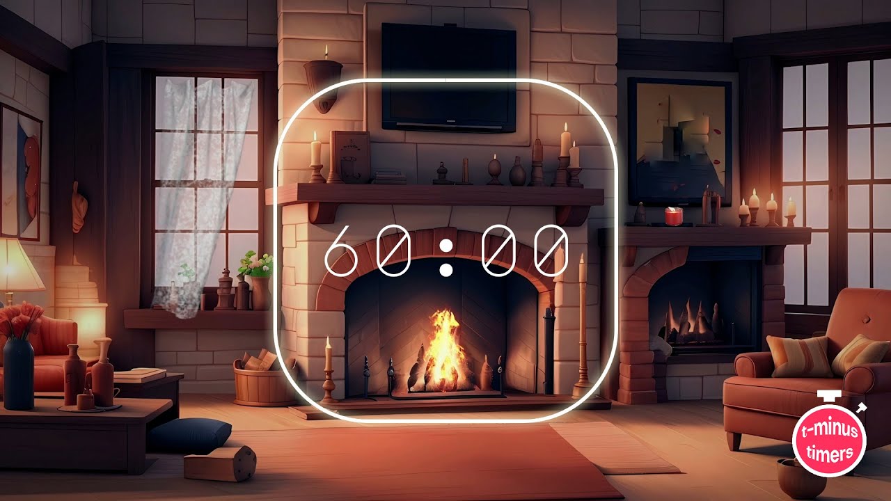 60 minute relaxing fireplace timer