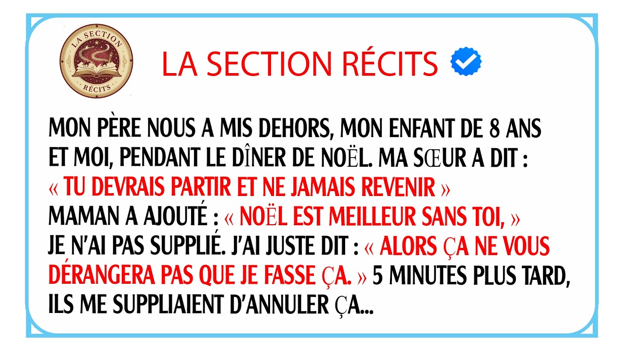 Ma famille m'a chassée à Noël pour mon argent. 5 minutes après, ils me suppliaient à genoux !