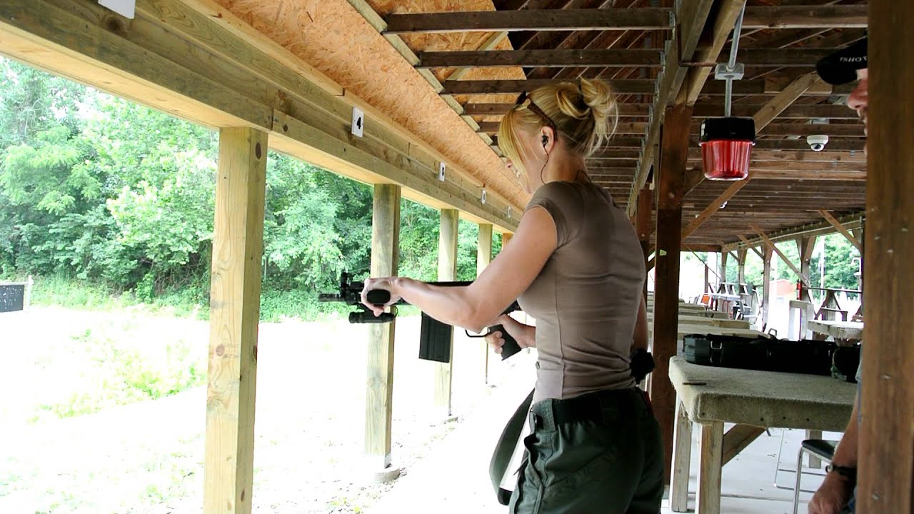 MissBattleBorn shooting Desert Eagle .50, suppressed LWRC REPR, Cobb .50 BMG, 100 yd Glock