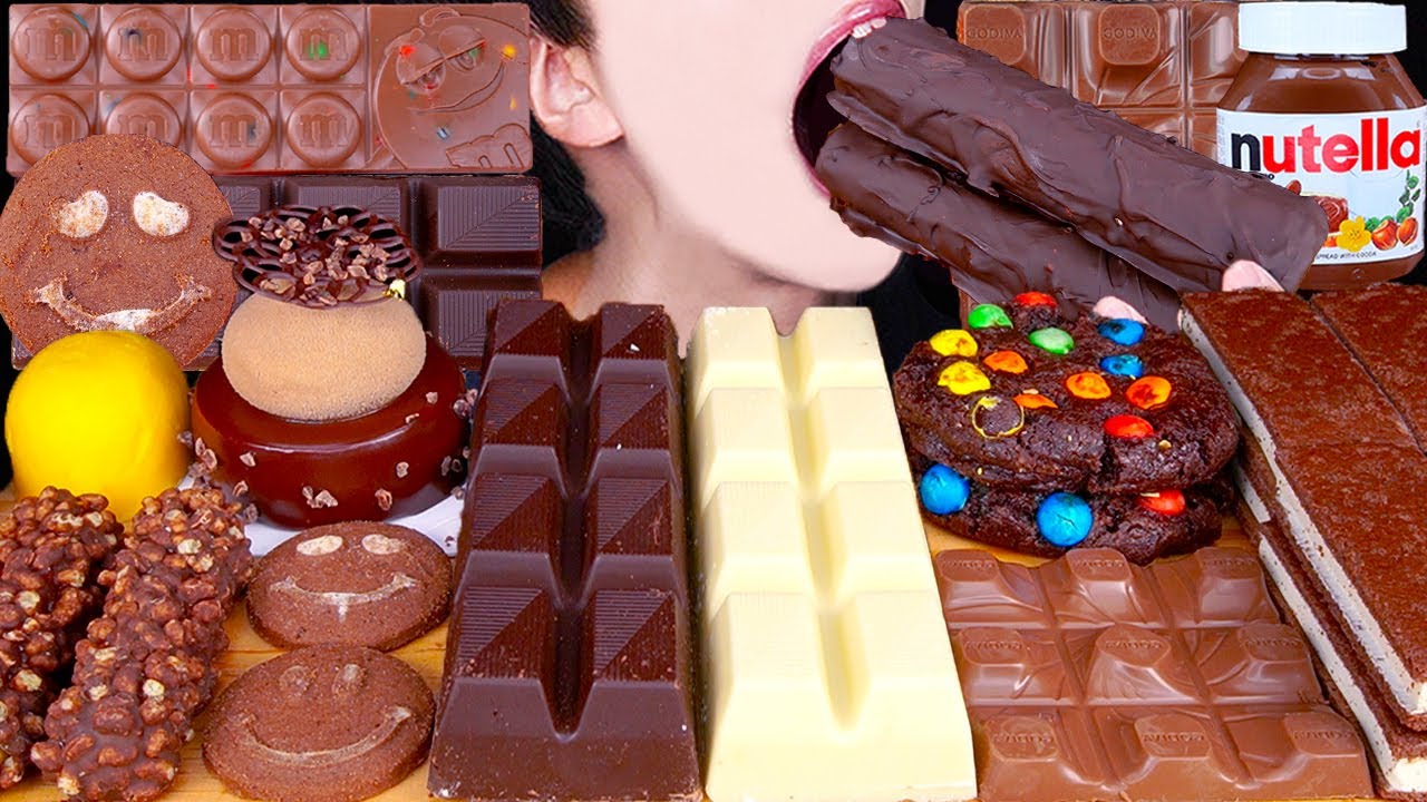 ASMR KITKAT MAGNUM CHOCOLATE ICE CREAM OREO GODIVA NUTELLA M&M'S DESSERT MUKBANG 먹방咀嚼音 EATING SOUNDS